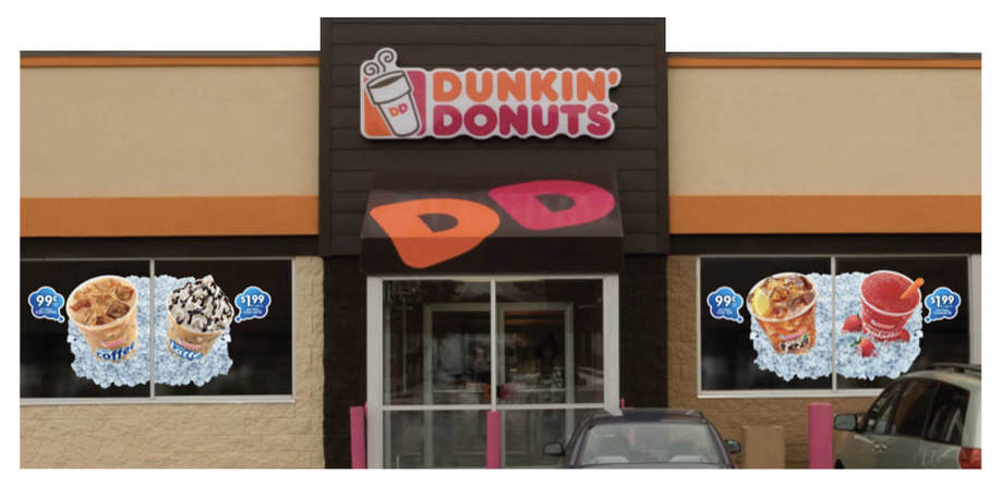 Dunkin' Donuts static window clings