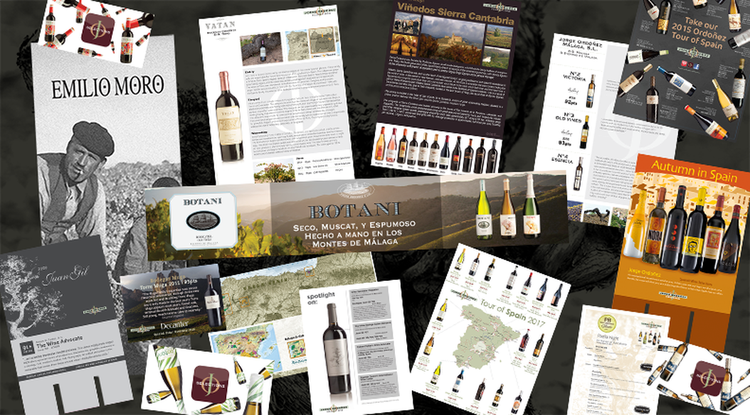 Examples of the many types of graphics and marketing materials developed my GoBig Branding for wine importers and wineries.