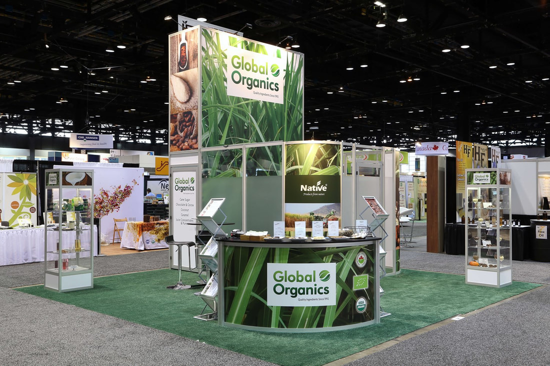 The final Global Organics booth installed at the IFT expo.